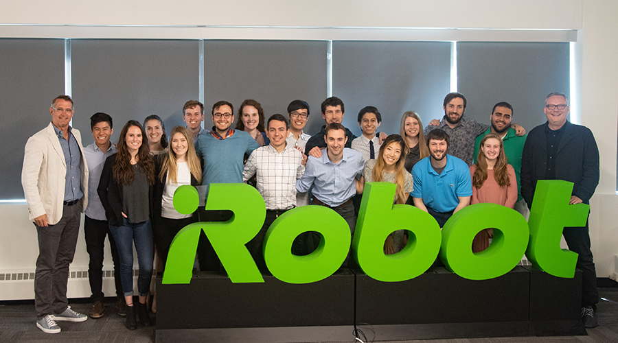 EDI students and faculty members at iRobot headquarters.