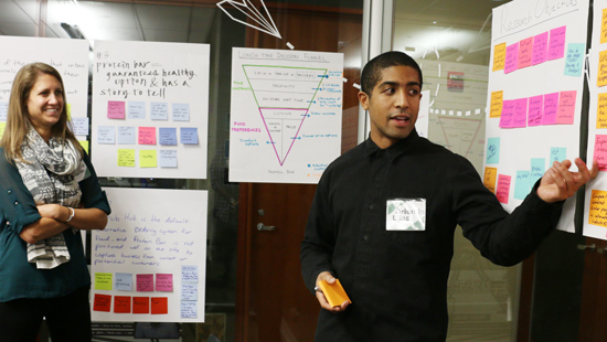student making a presentation