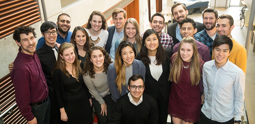 The EDI '18 cohort pose together after their thesis project presentations.