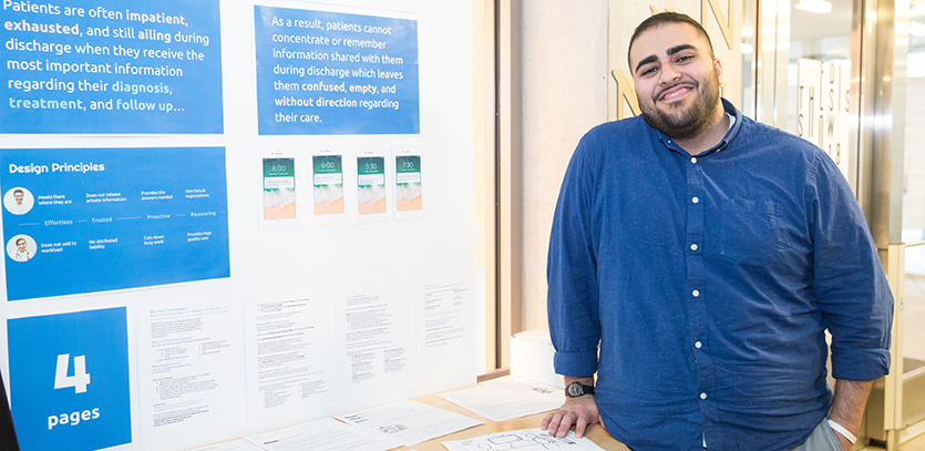 David Jacob with his thesis project, Ally.