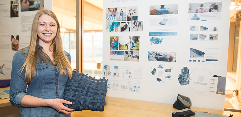 Ellen Owens with her thesis project, rethread.