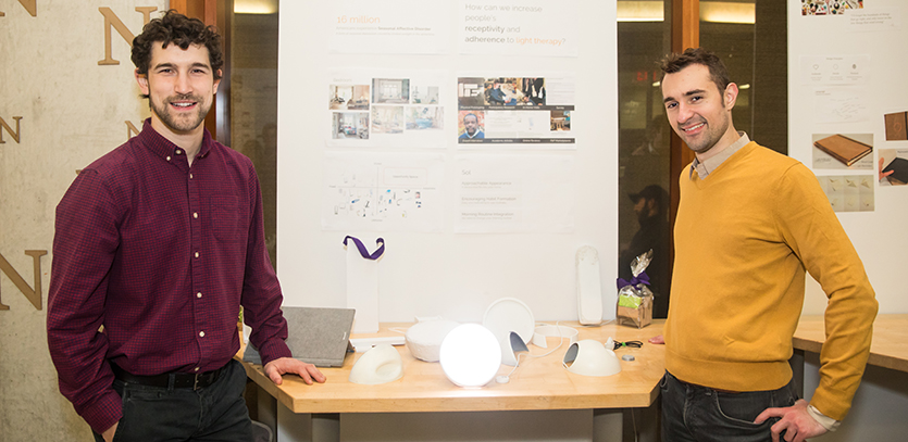 Colin Brown and Chris Datsikas with their thesis project, Sol.