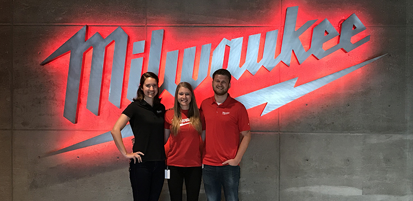 Julia Savich (EDI '17), Ellen Owens (EDI '18), and Chris Spaulding (EDI '19) at Milwaukee Tool.