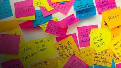 Post-it notes from a design challenge