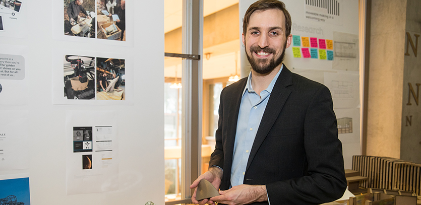 Gar Waterman with his thesis project, Limited Addition.