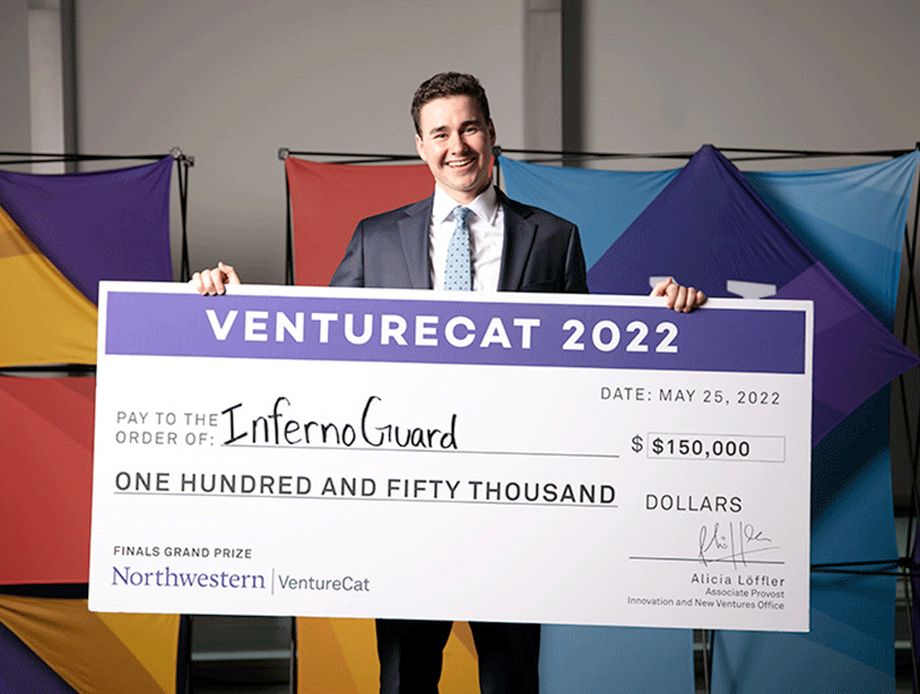 MaDE student Kevin Kaspar and his company InfernoGuard won the VentureCat grand prize in 2022.