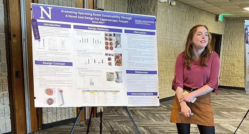 Emma Rens presented her and her teammates' work at the Northwestern Undergraduate Research Expo.