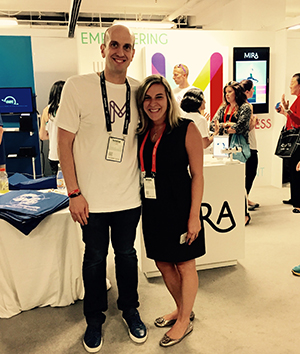 MIRA CEO and MMM alumnus Rob Demento and Segal's communications coordinator Emily Weinstein at techweek.