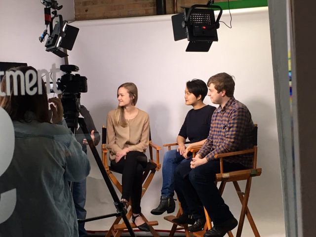 Stacy Klingbeil, DFA, Allison Chen, DFA, and Donovan Morrison, Luna Lights, filming Big Shoulders. 