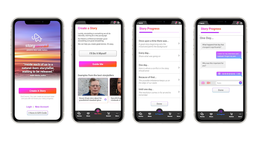 StoryConnect's interface guides you through the storytelling process.