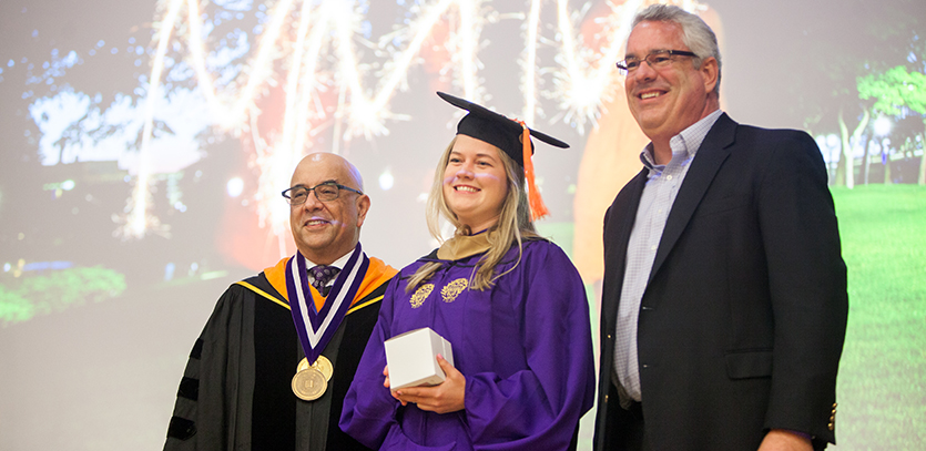 Stephanie Baranovic (center) received the Distinguished Student Service Award.