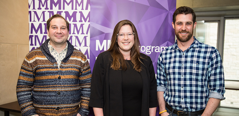 Adam Attas (MMM ‘18), Jeanne Gatto (MMM ‘13), and Cameron Scovil (MMM ‘17) spoke on an alumni panel.